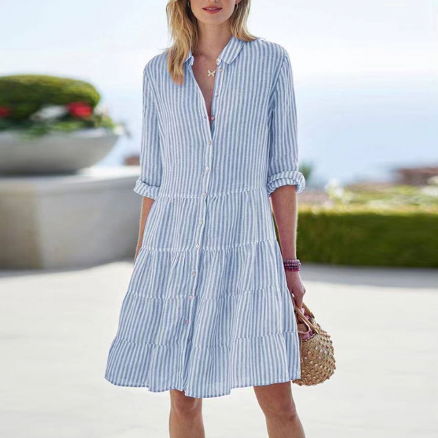 Saskia - Long summer dress with buttons