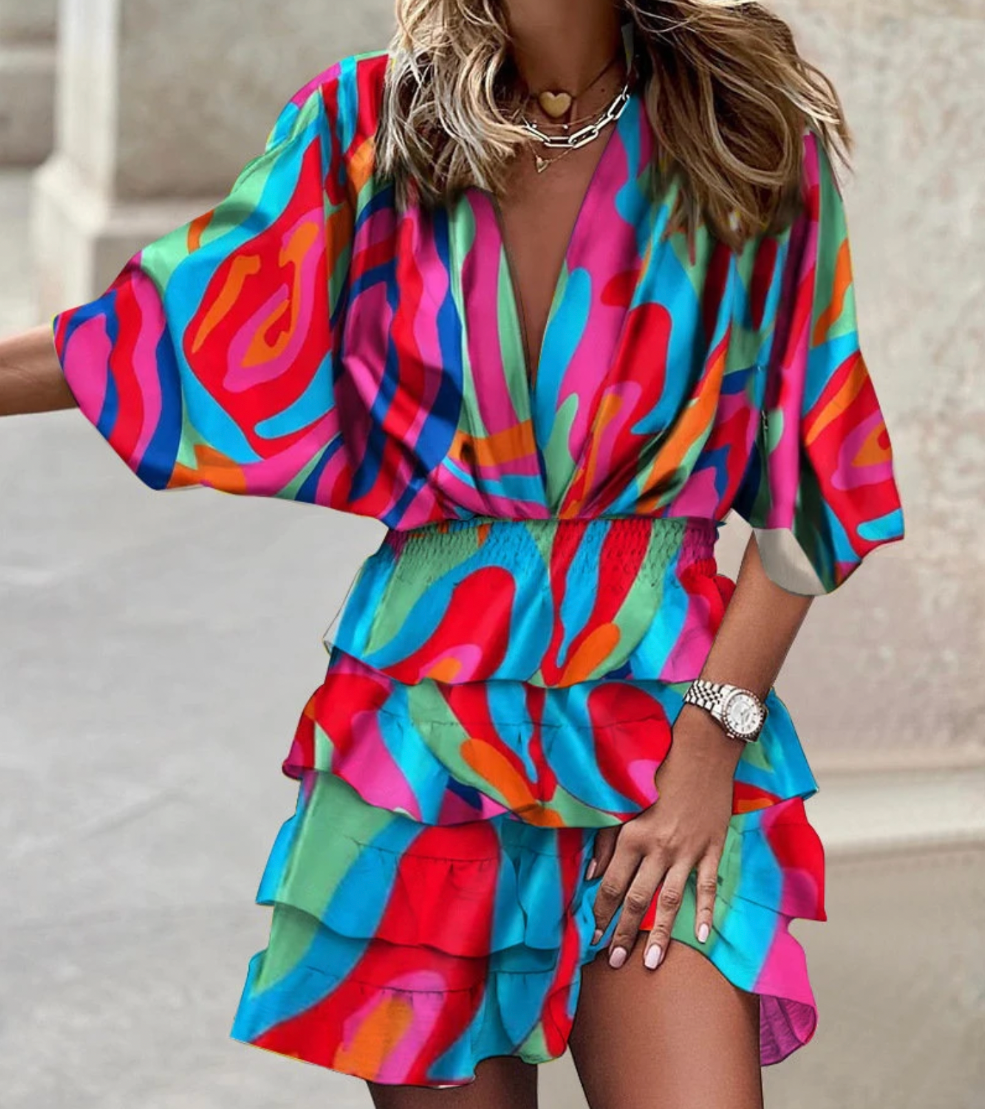 Daisy - Cheerful, colorful, patterned summer midi dress