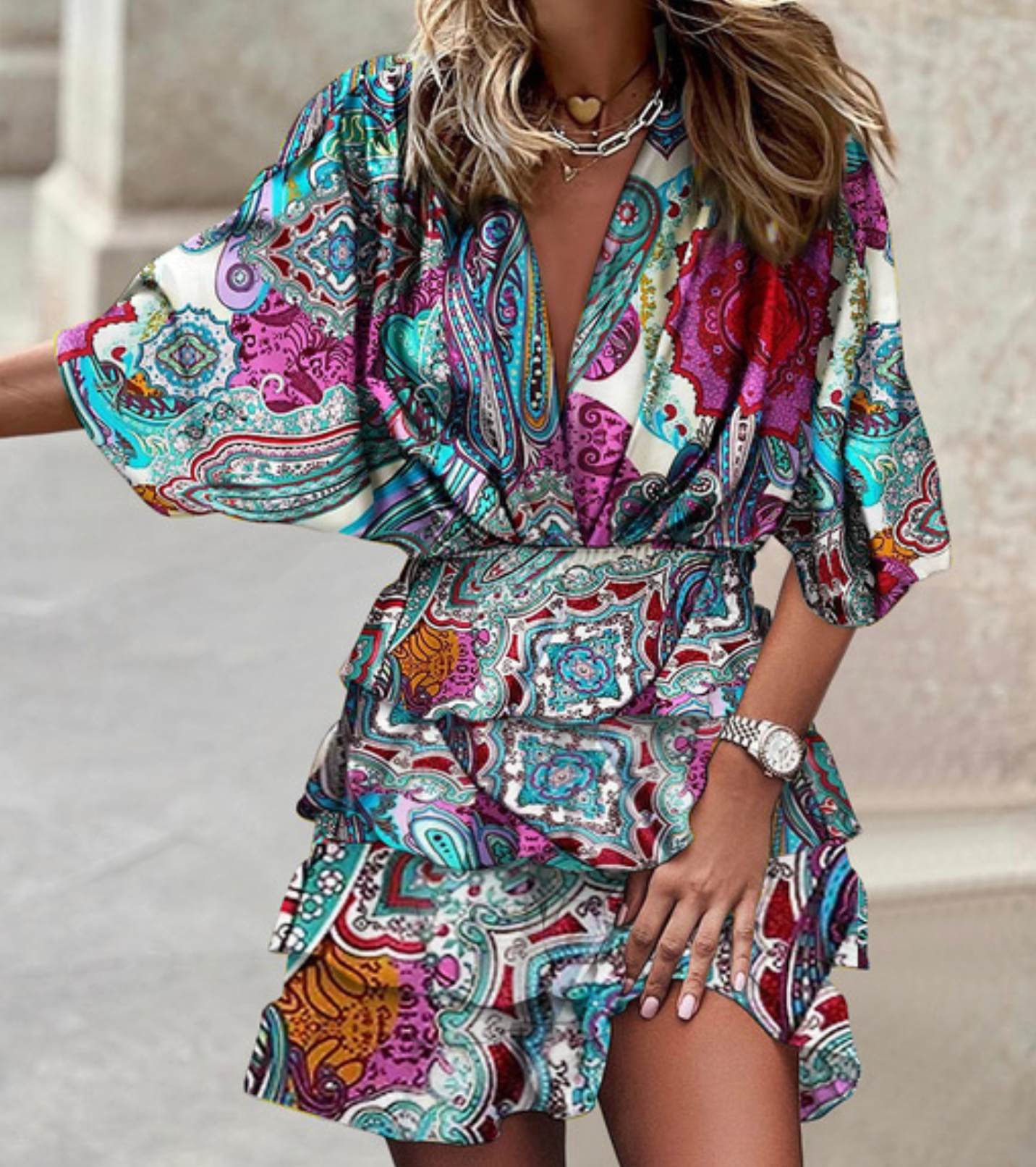 Daisy - Cheerful, colorful, patterned summer midi dress