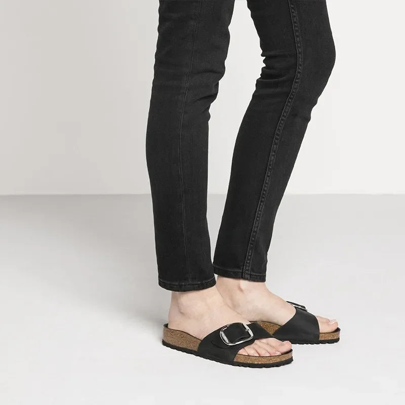 Brielle Buckle Cork Slides