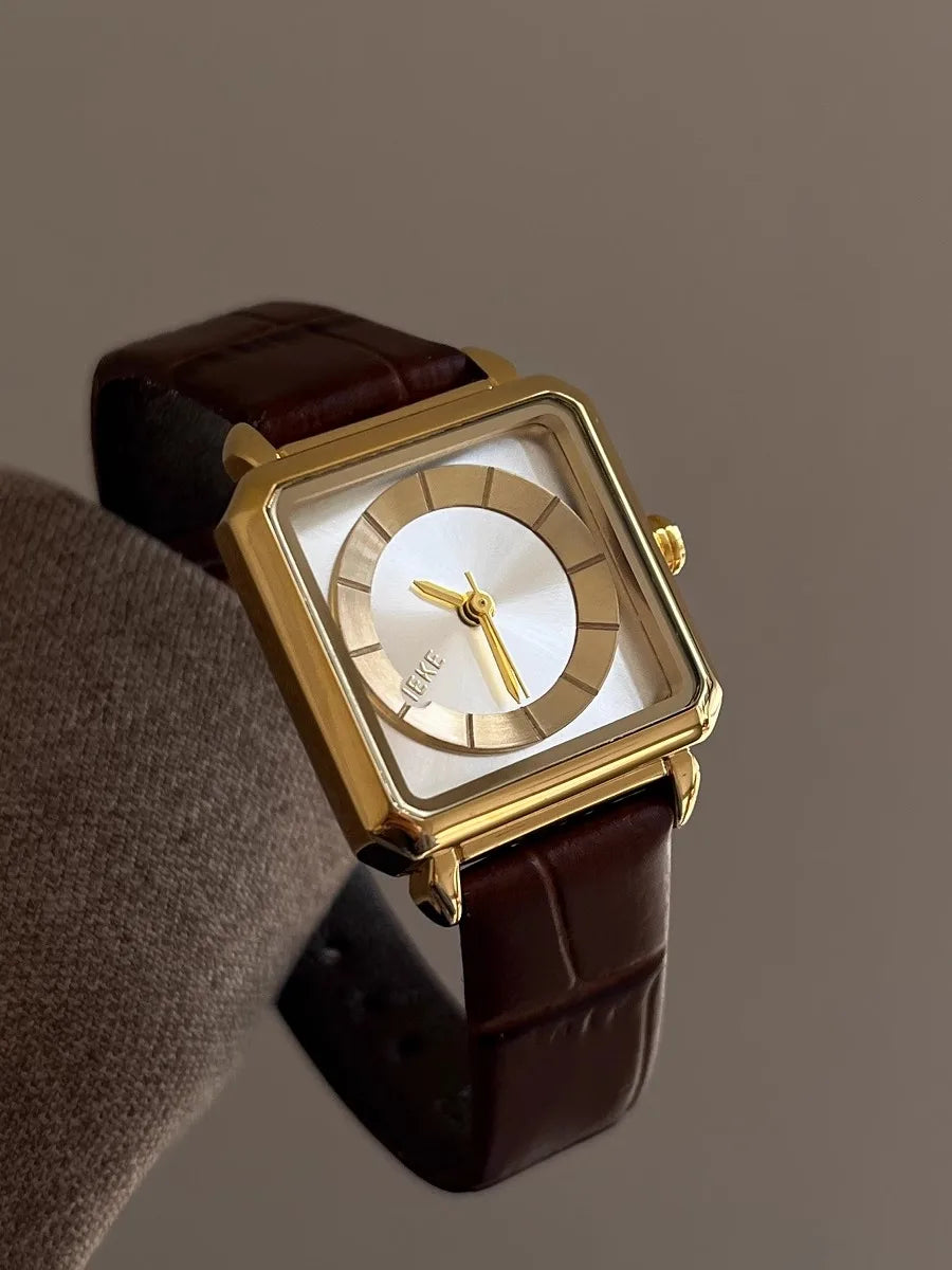 Elvra Square Leather Watch