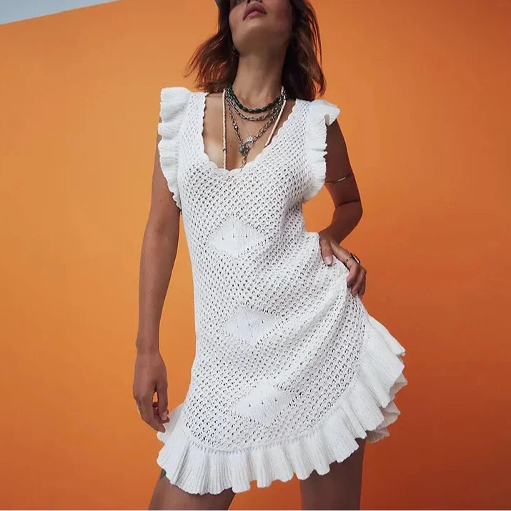 Maribelle Crochet Beach Mini Dress