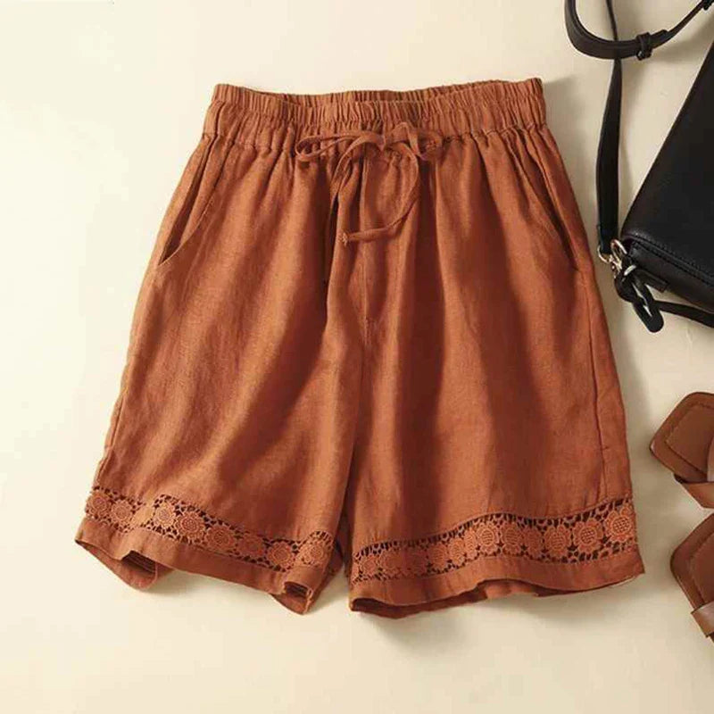 Lenora Embroidered Linen Shorts