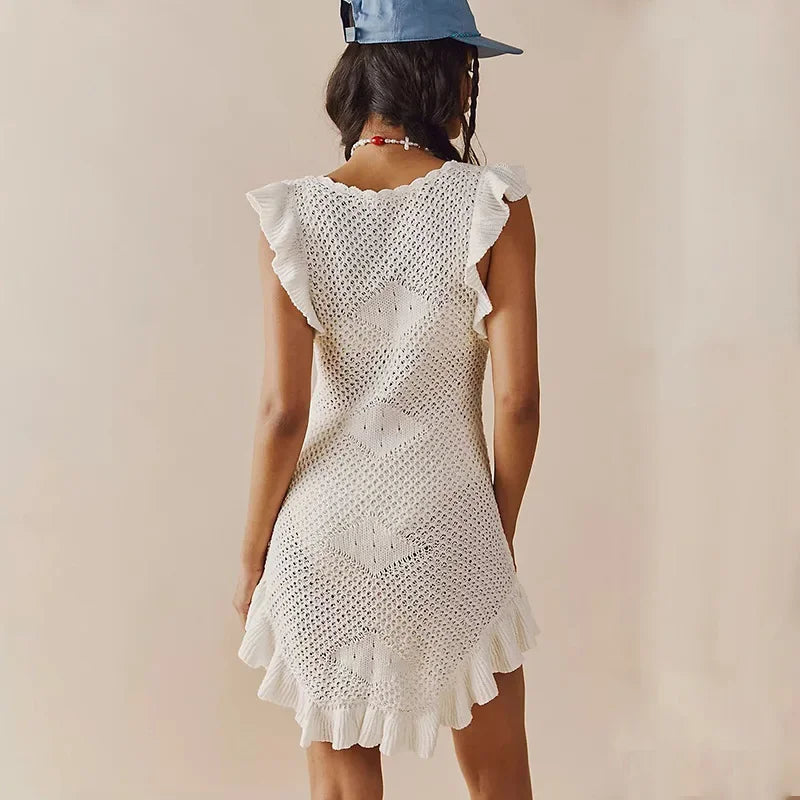 Maribelle Crochet Beach Mini Dress