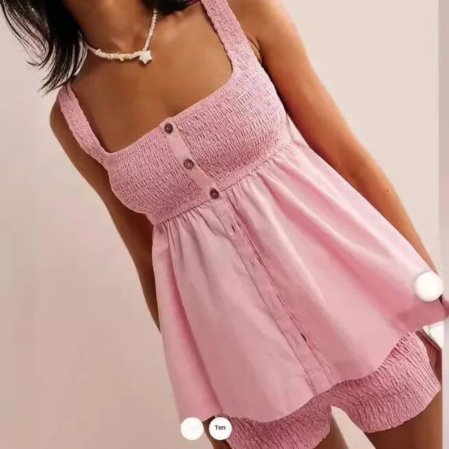 Lissara Buttoned Smock Set