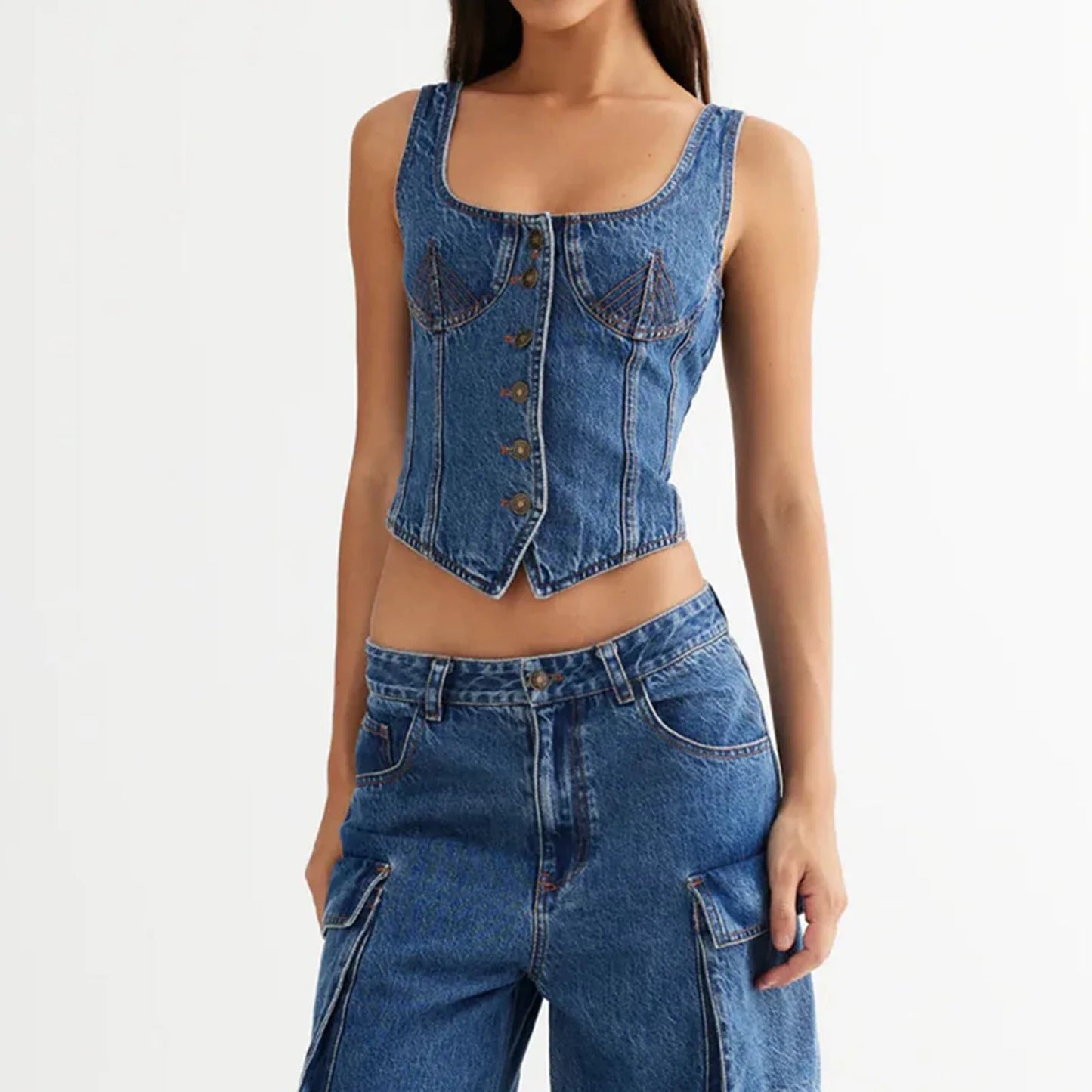 Angelina Denim Vest Top