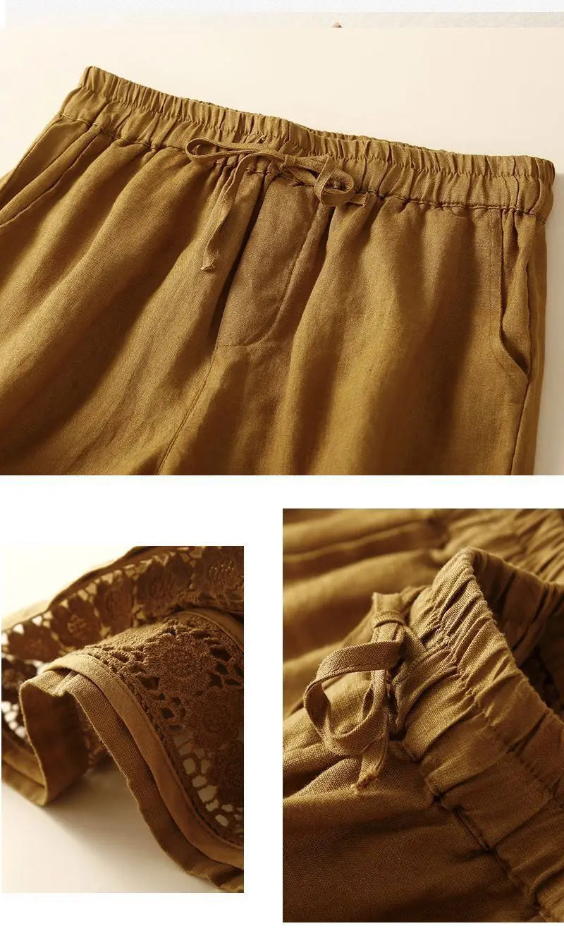 Lenora Embroidered Linen Shorts