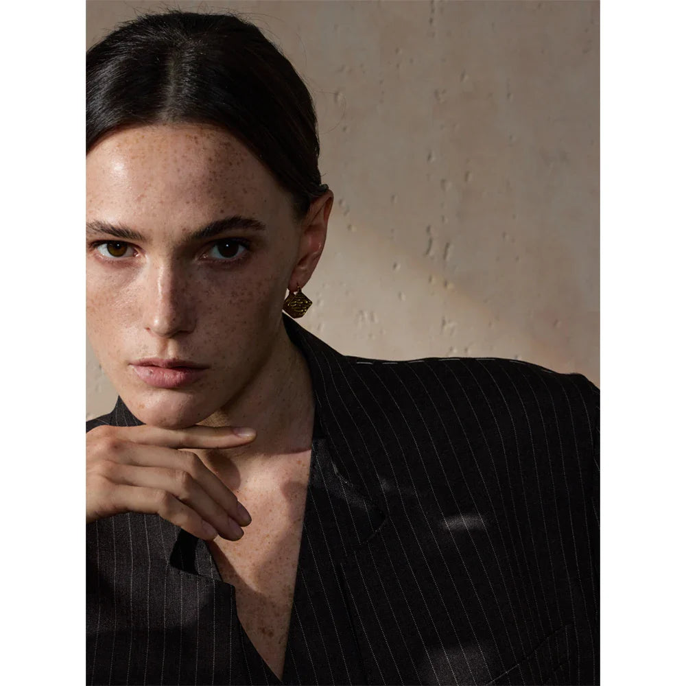 Valonne Gold Cube Hoop Earrings