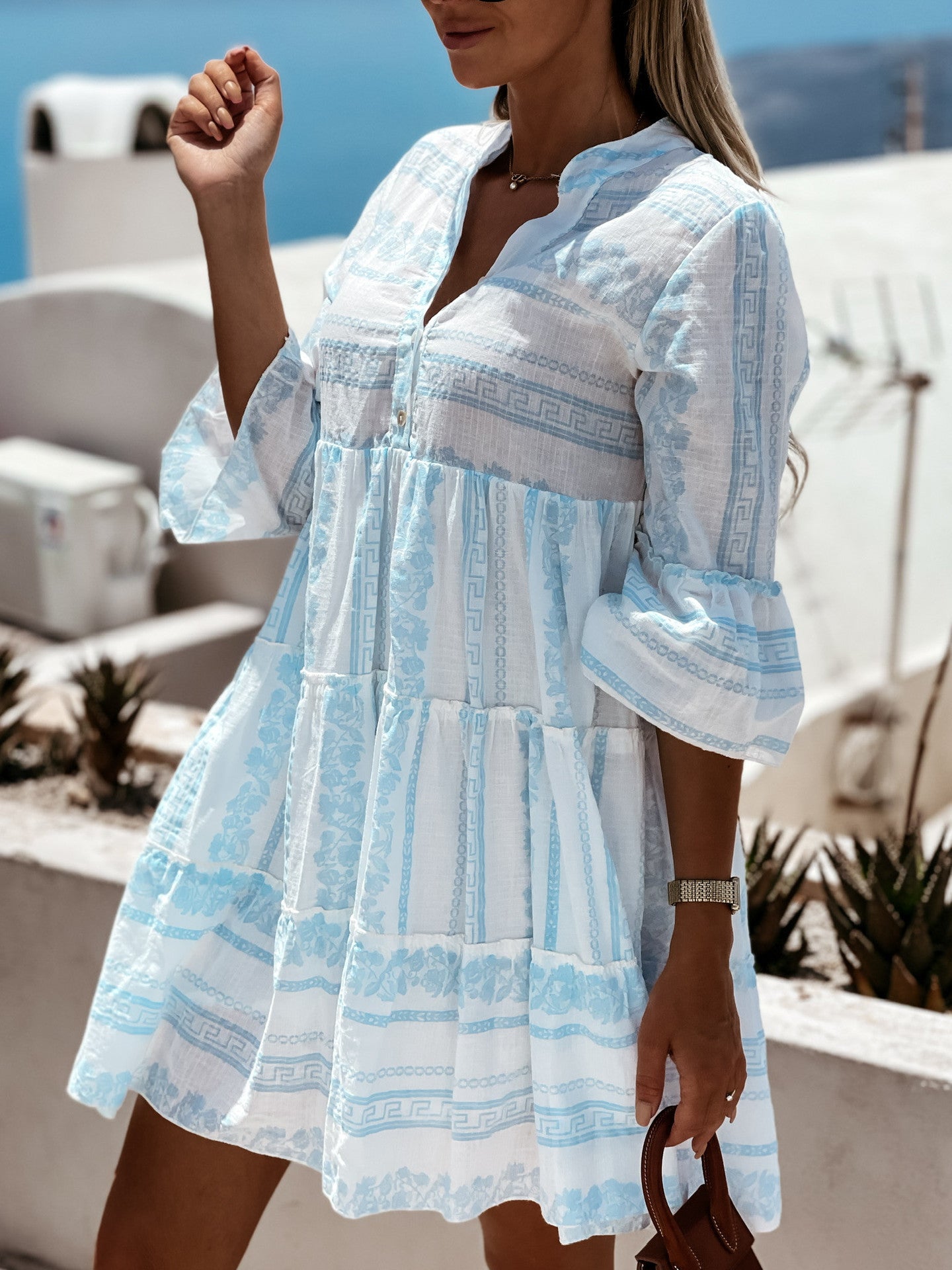 Jayden - Midi Summer Dress in Ibiza Boho Style with Buttons
