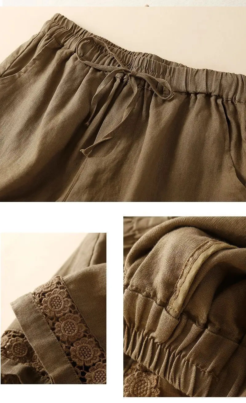 Lenora Embroidered Linen Shorts