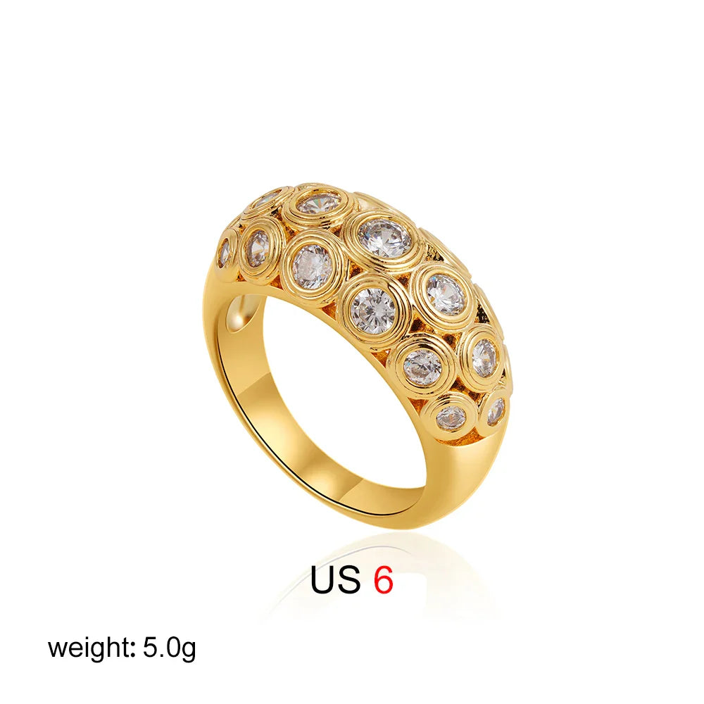Belliza Women’s Gold Wedding Band Cubic Zirconia Ring
