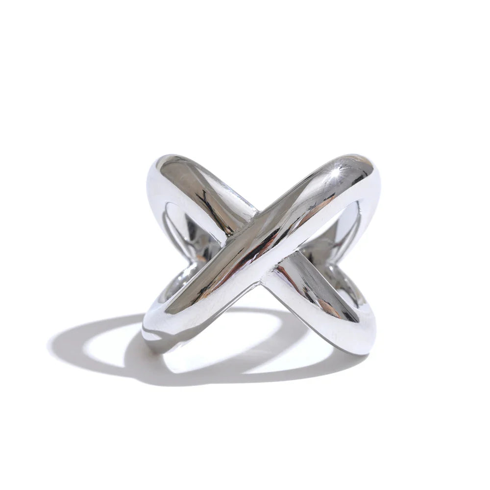 Elvia Cross Statement Gold Plated Band Ring