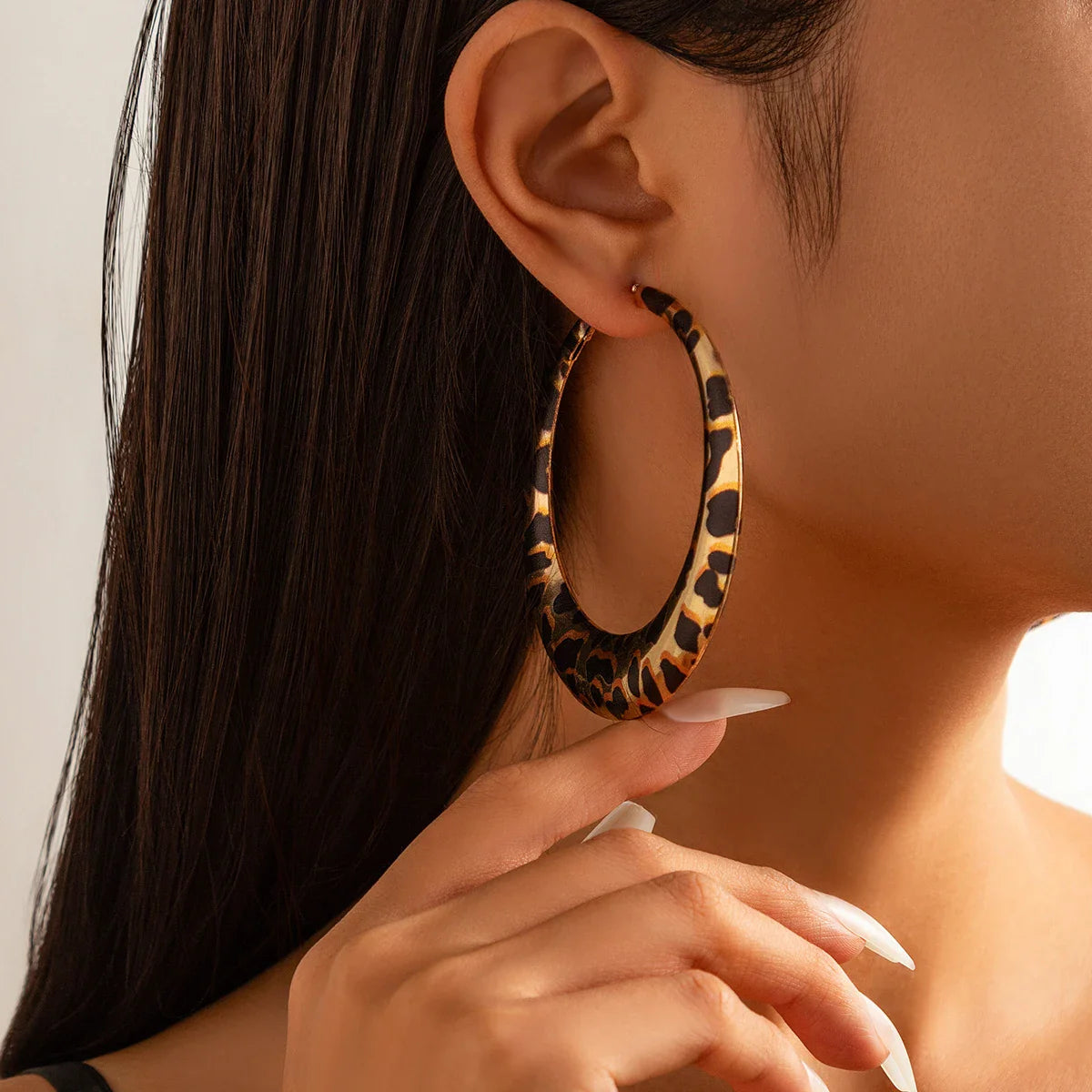 Hollowed Leopard Big Hoop Earrings