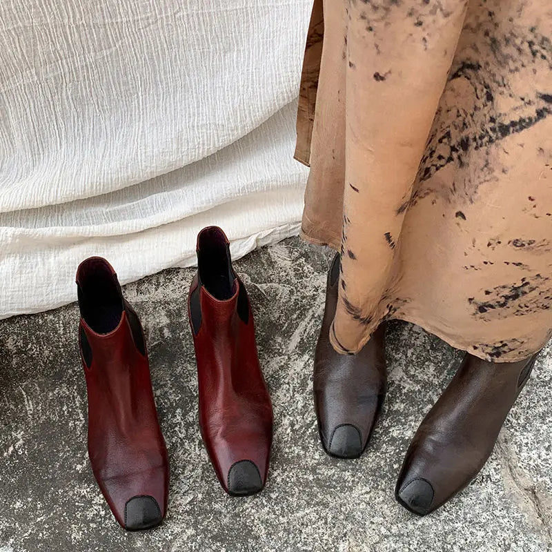 Redmond Square-Toe Leather Boots