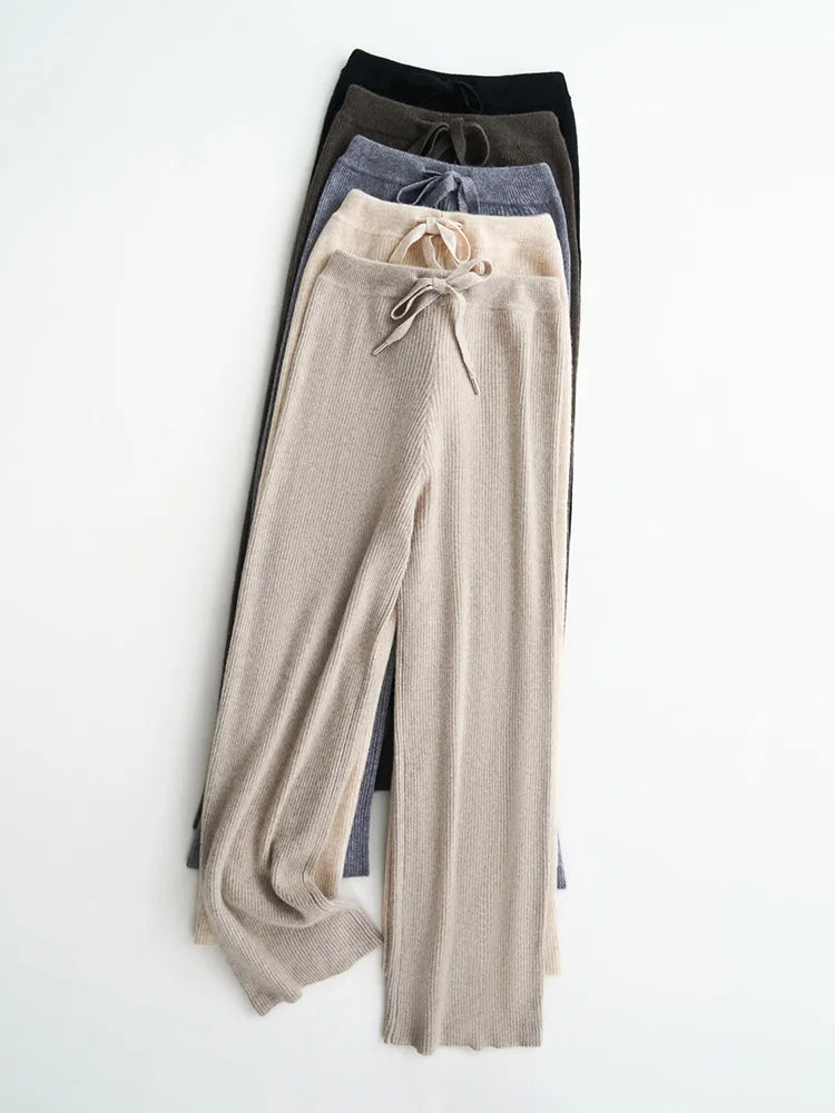 Wool Knitted Wide Leg Pants