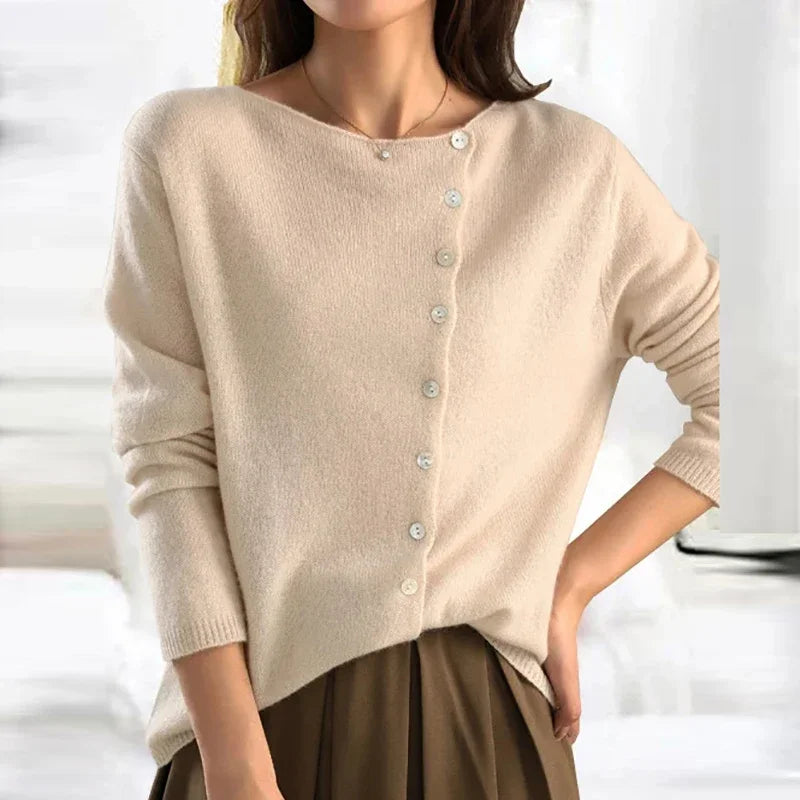 Amélise Asymmetric Button Sweater