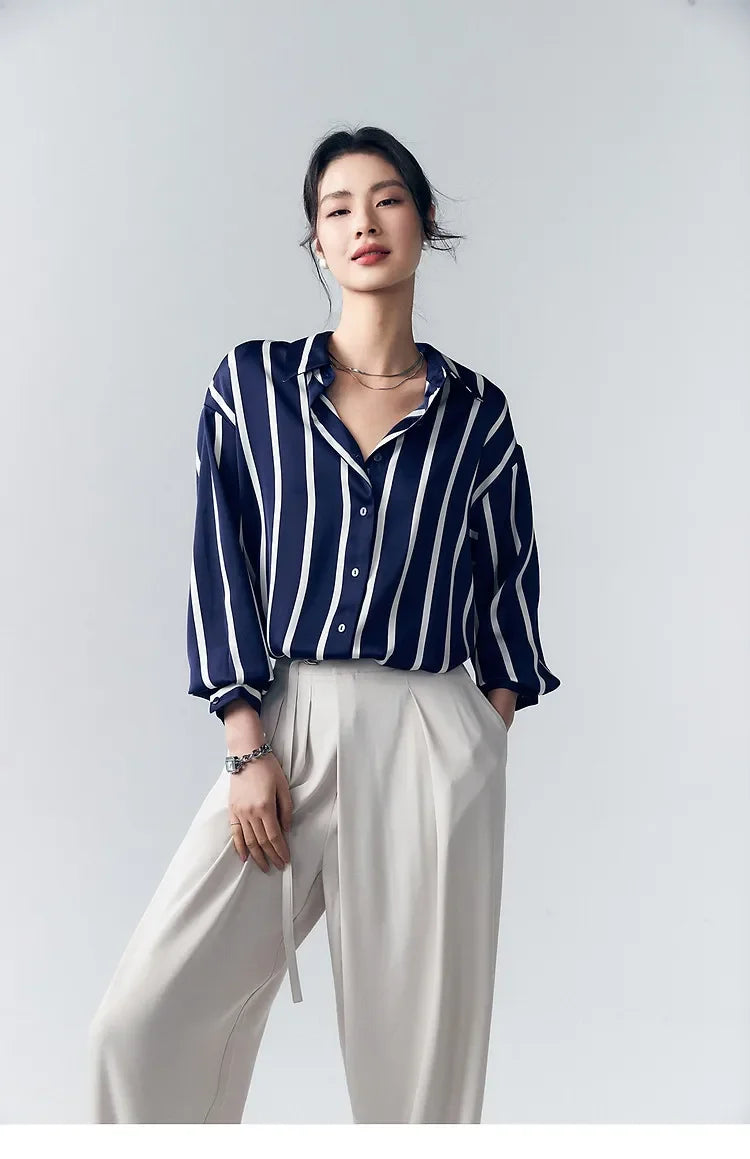 Maren Stripe Satin Blouse