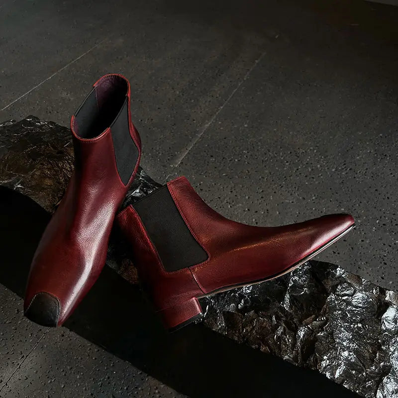 Redmond Square-Toe Leather Boots