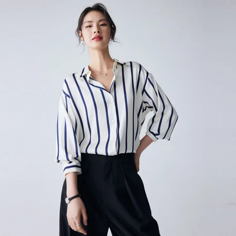 Maren Stripe Satin Blouse