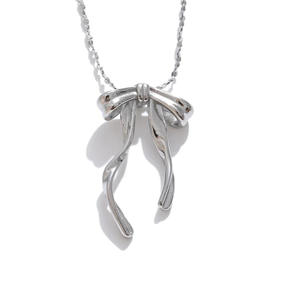 Coquette Drop Bow Necklace