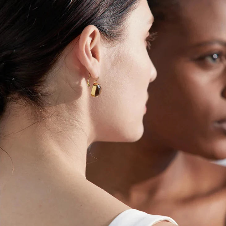 Solène Square Gold-Plated Hook Earrings