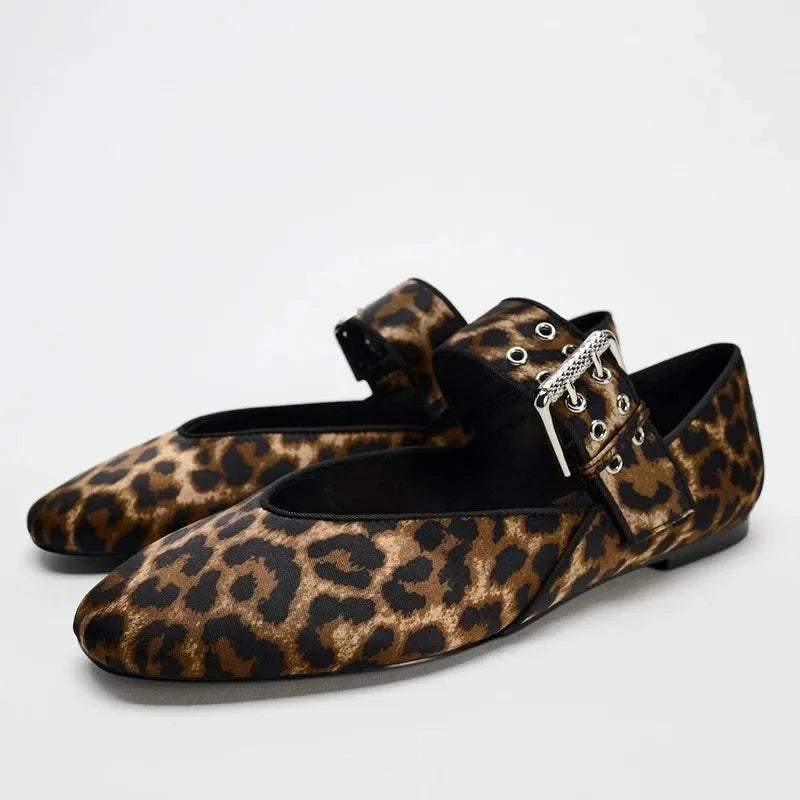 Liora Leopard Mary Jane Flats