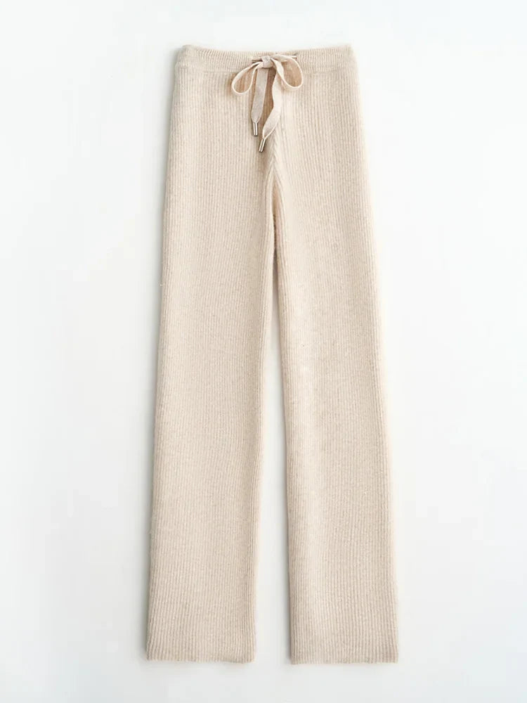 Wool Knitted Wide Leg Pants