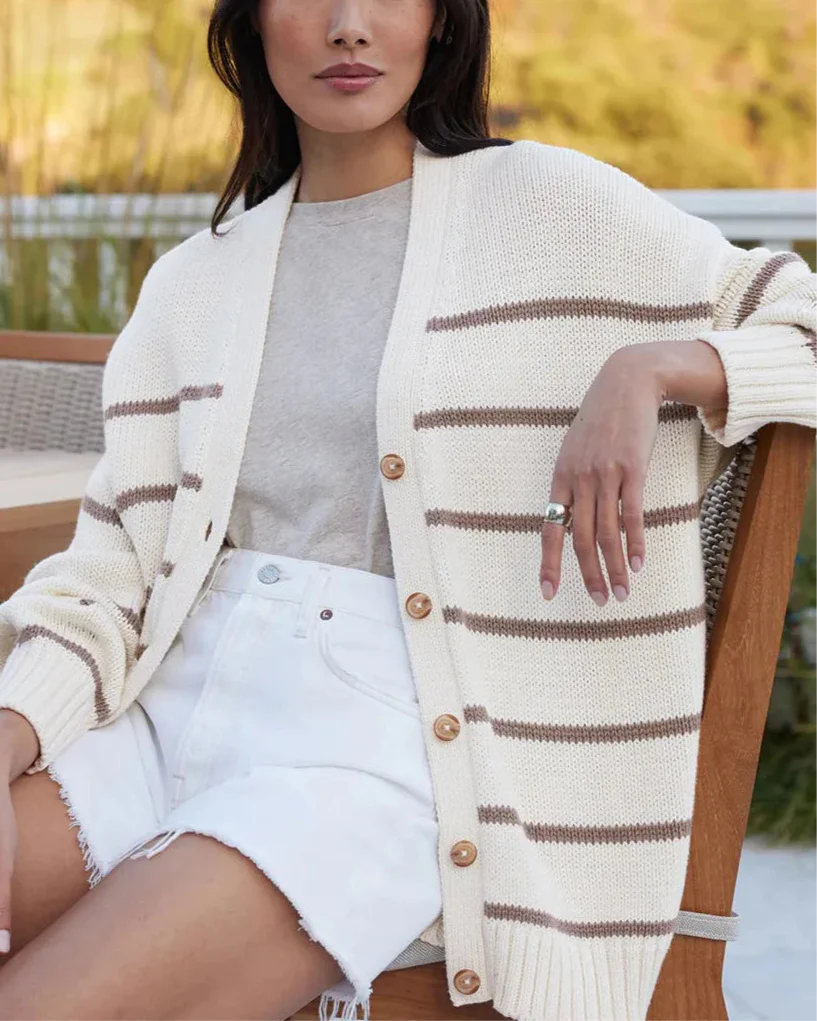 Westhaven Organic Striped Cardigan