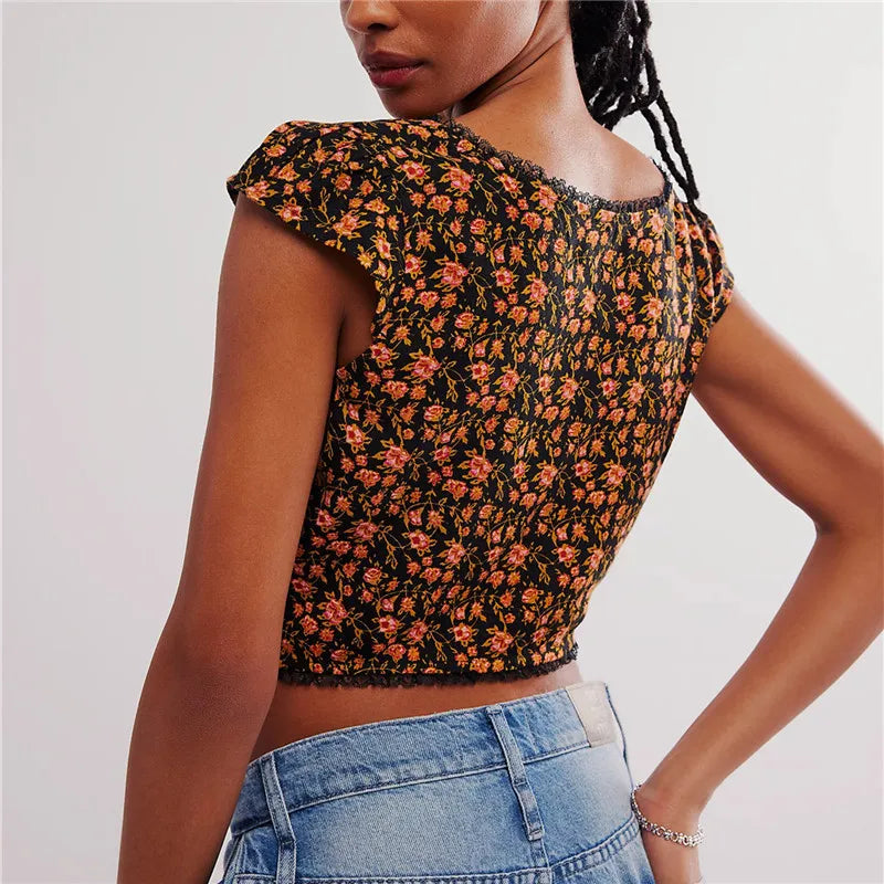 Elowen Floral Ruche Crop