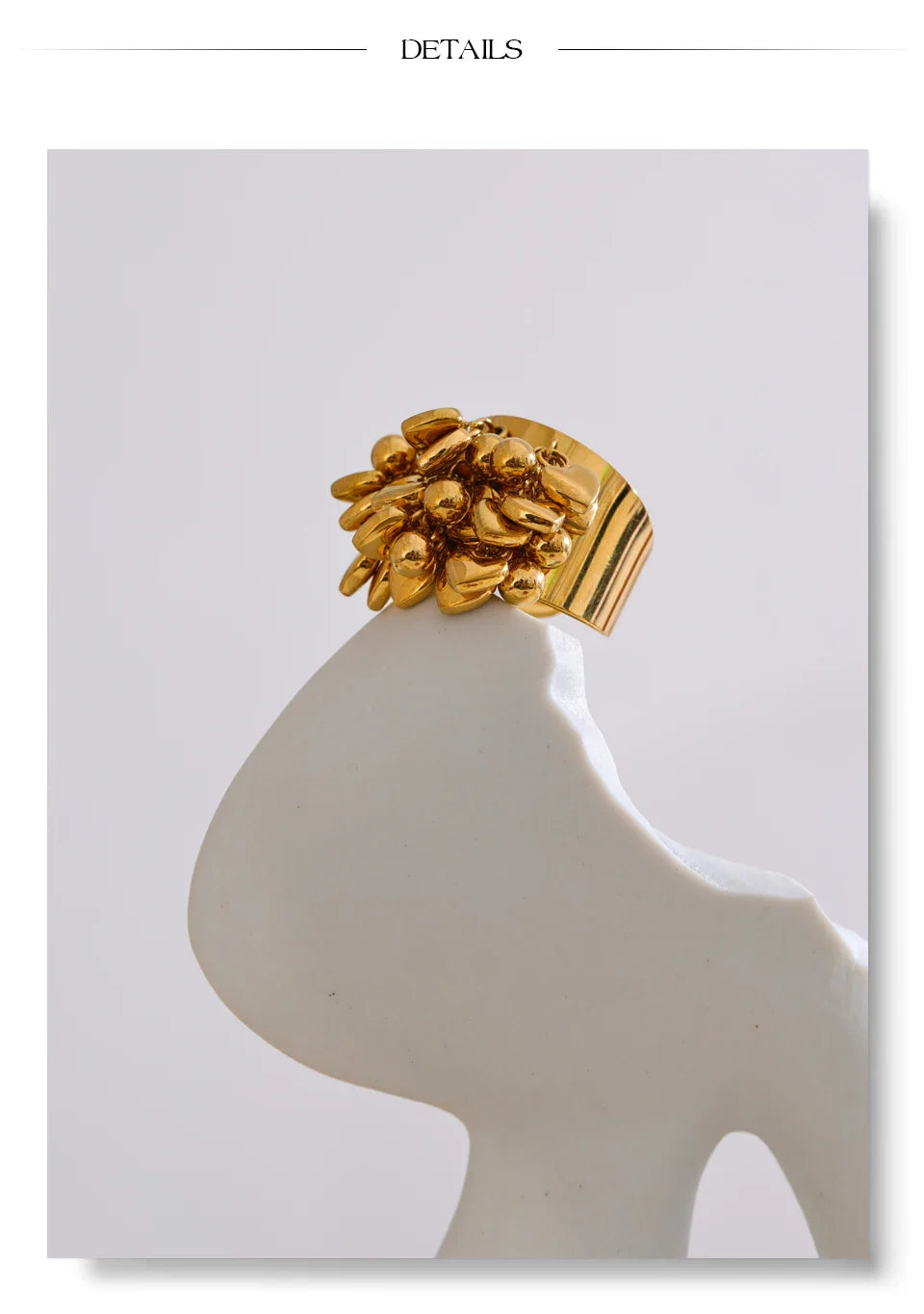 Valmara Heart Charm Adjustable Gold Ring