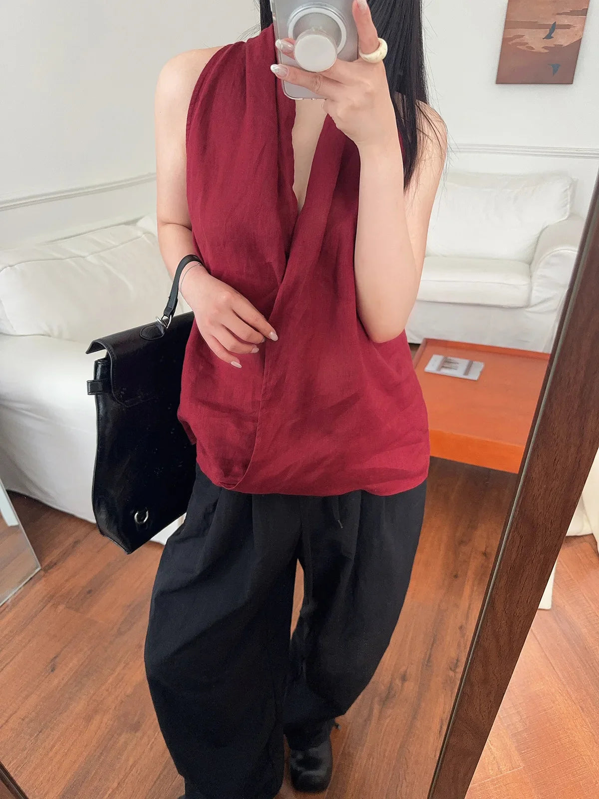 Valienne Drape Linen Vest