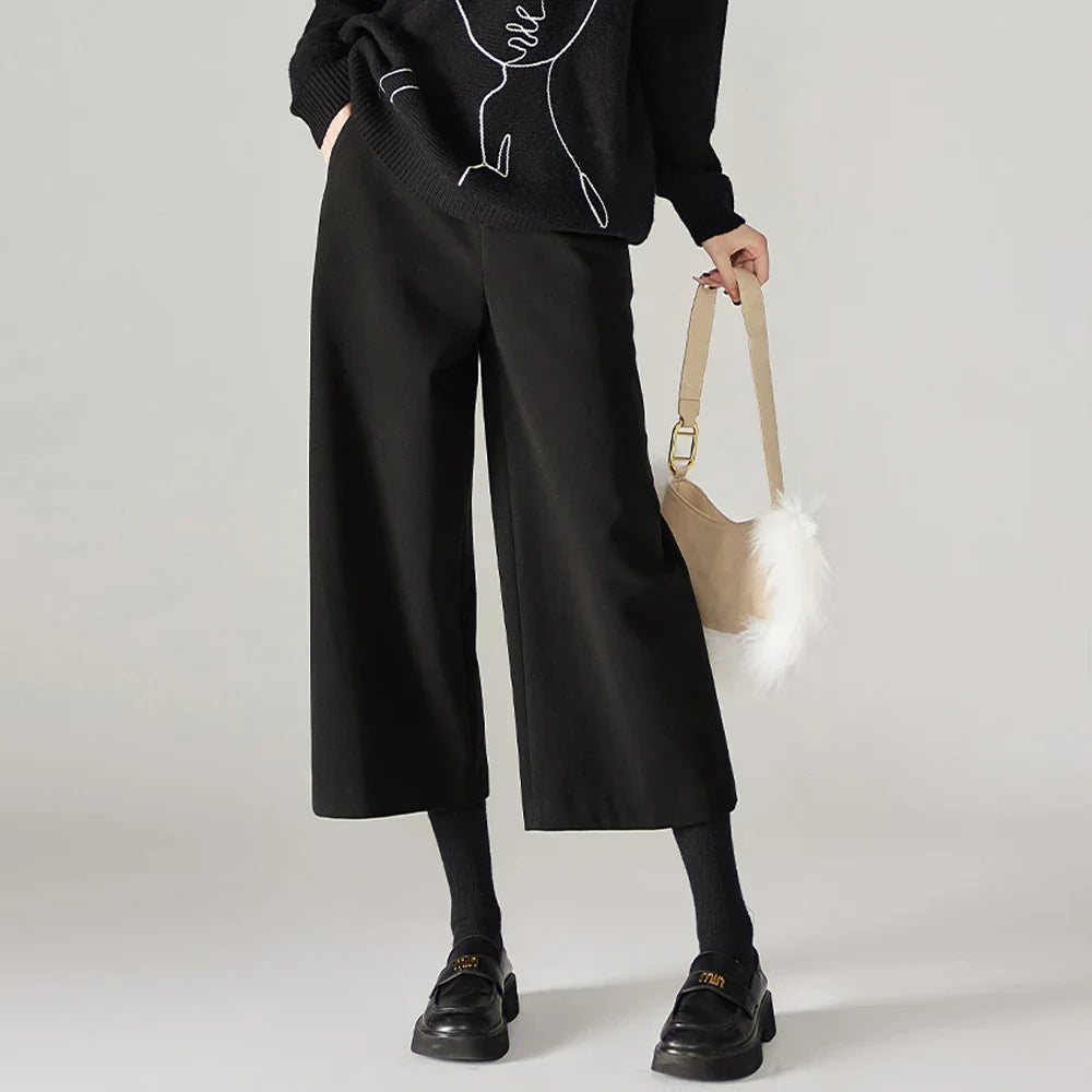 Autumn Woolen Wide Leg Pants
