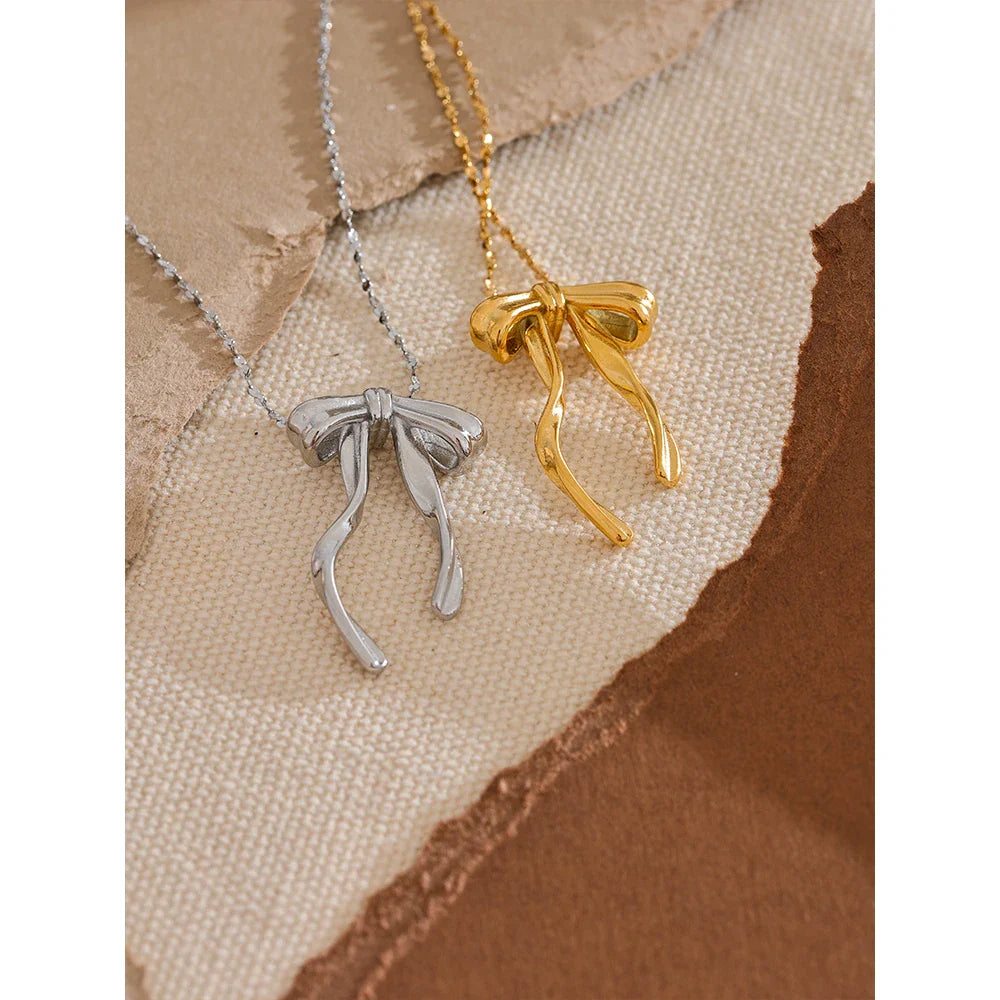 Coquette Drop Bow Necklace