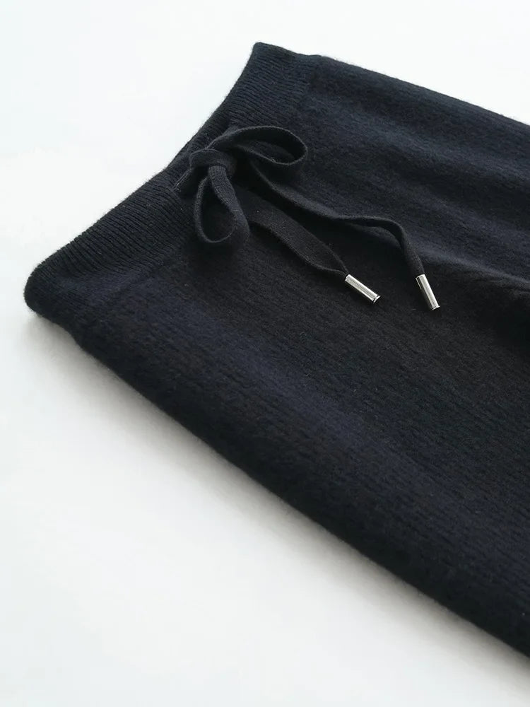Wool Knitted Wide Leg Pants