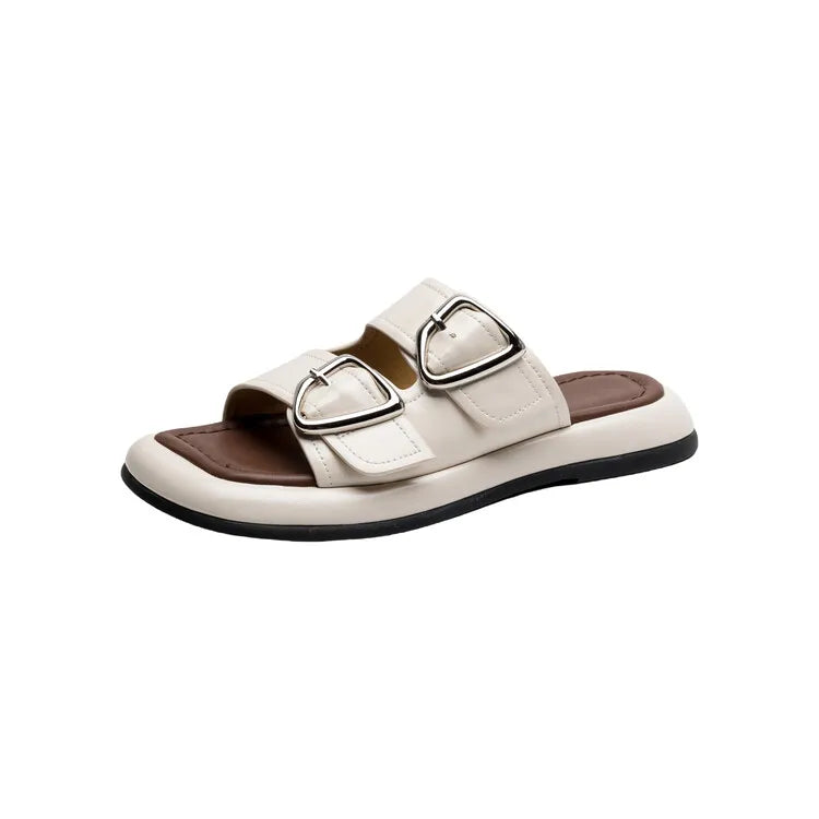 Selma Twin-Buckle Slide Sandals