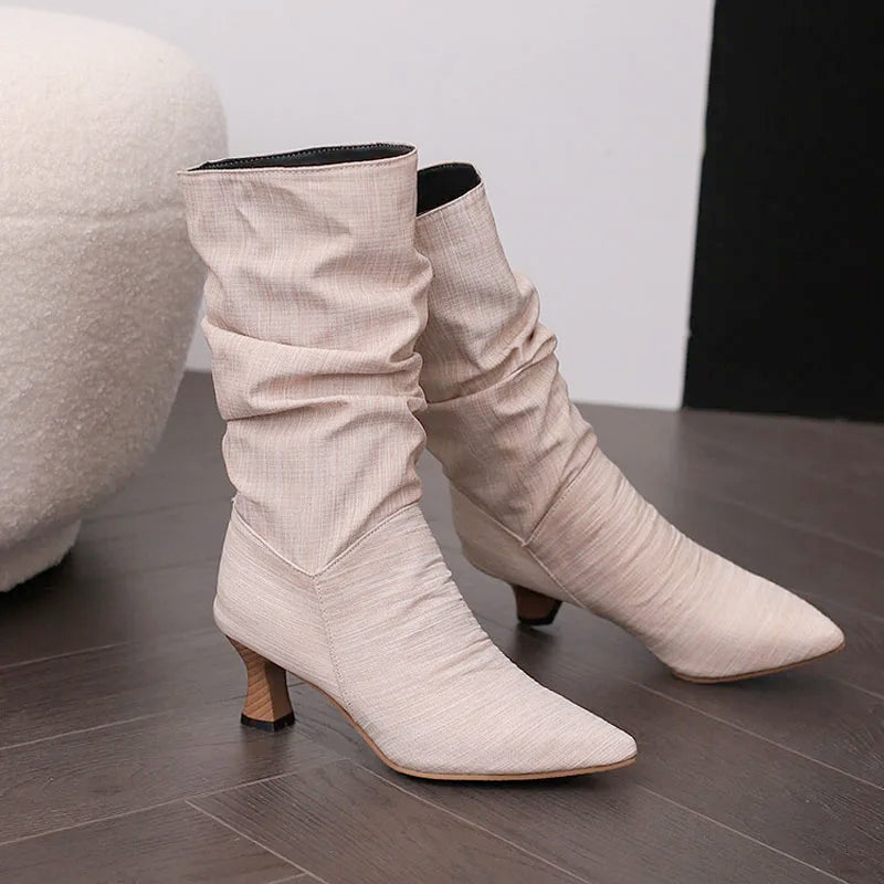 Serene Chic Mid-Calf Heel Boots