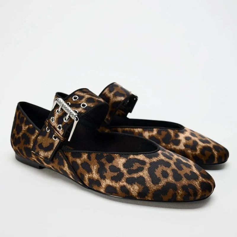 Liora Leopard Mary Jane Flats