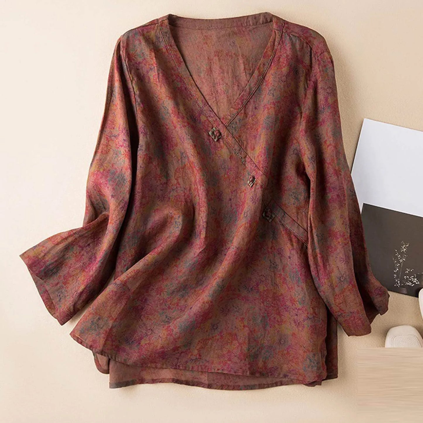 Kaien Crosswrap Linen Blouse