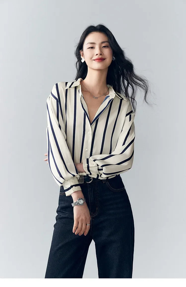 Maren Stripe Satin Blouse