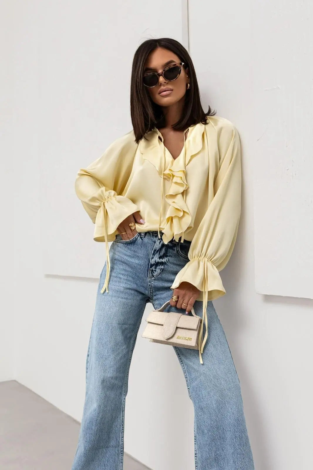 Liora Satin Ruffle Blouse
