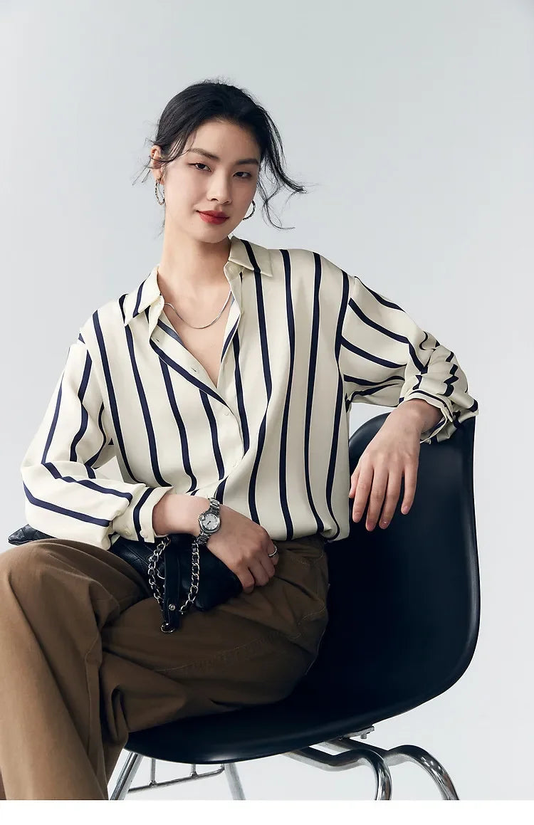 Maren Stripe Satin Blouse