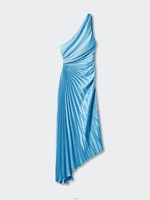 Masha - Asymmetrical Pleated Maxi Evening Dress