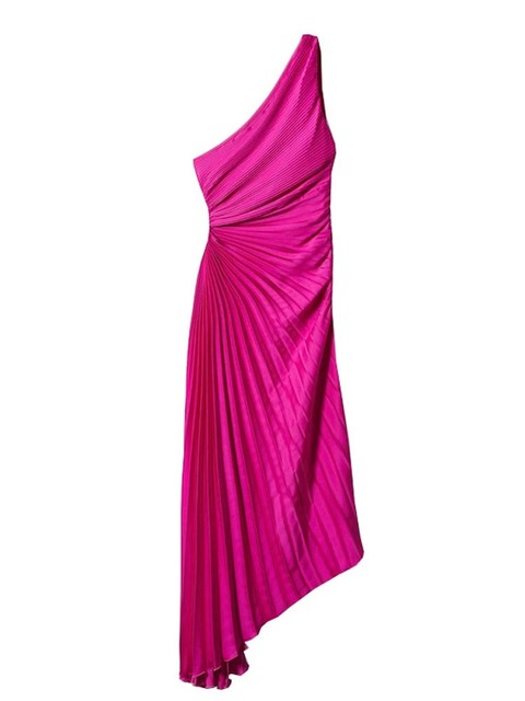 Masha - Asymmetrical Pleated Maxi Evening Dress