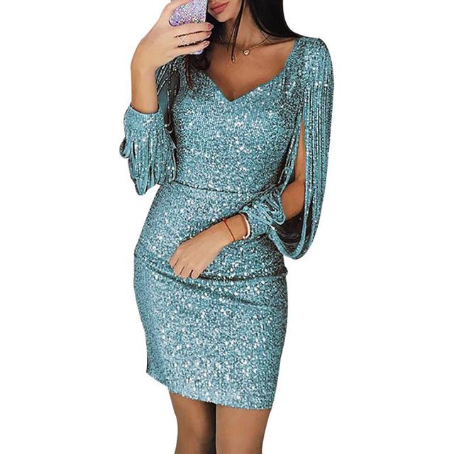 Kylie evening dress | Elegant party dress with sequins and V-neckline for women
