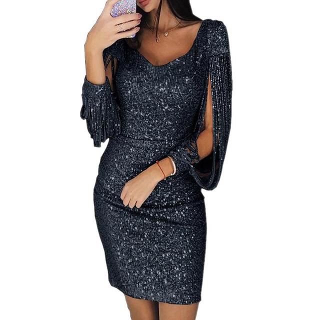 Kylie evening dress | Elegant party dress with sequins and V-neckline for women