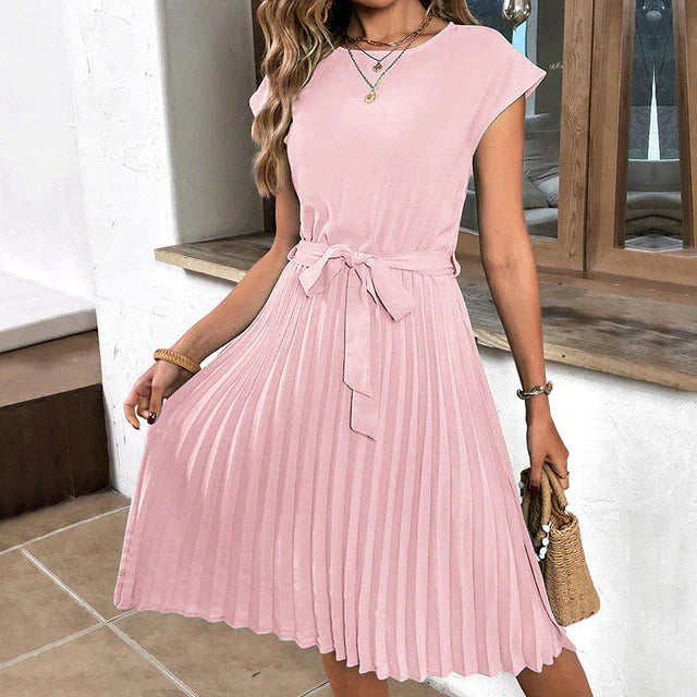 Pearls - Pleated midi dress without sleeves