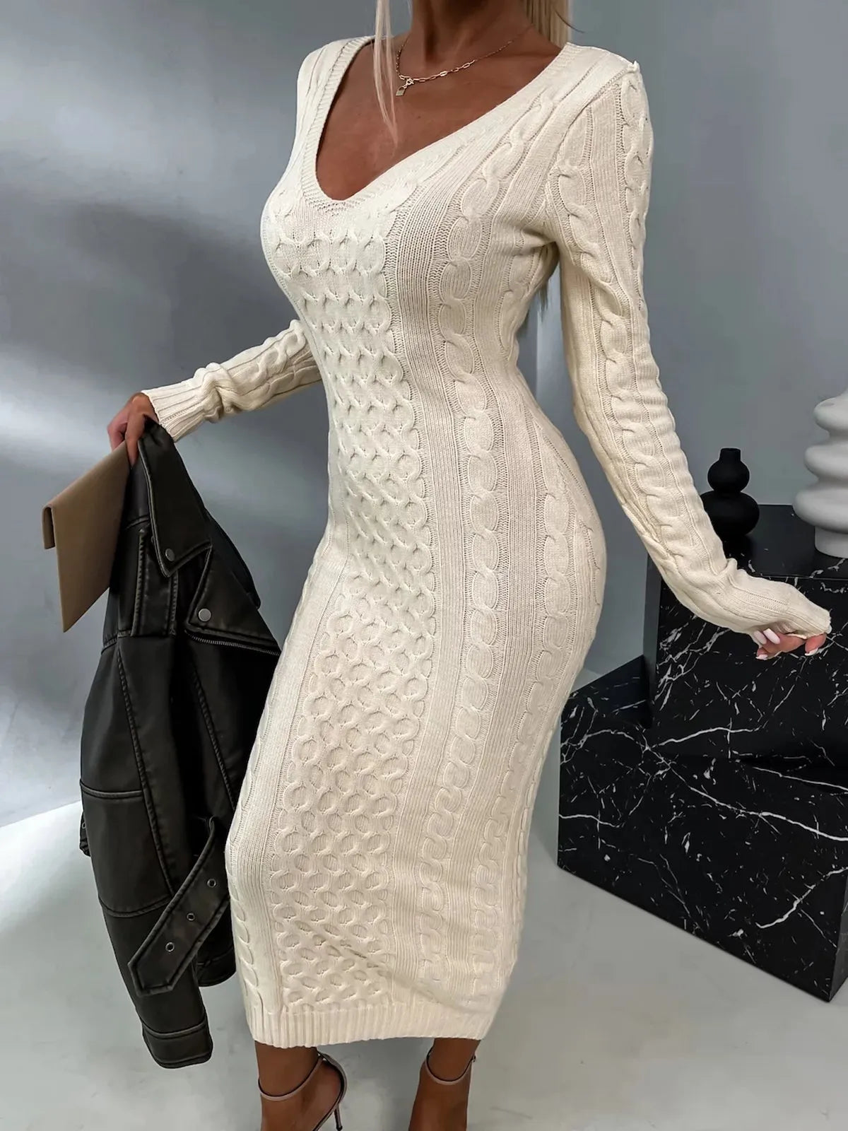 JANAA - ELEGANT MESH DRESS WITH BRAIDS