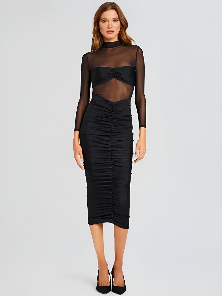 Vitré Lacceti Women's Sheer Mesh Bodycon Midi Dress
