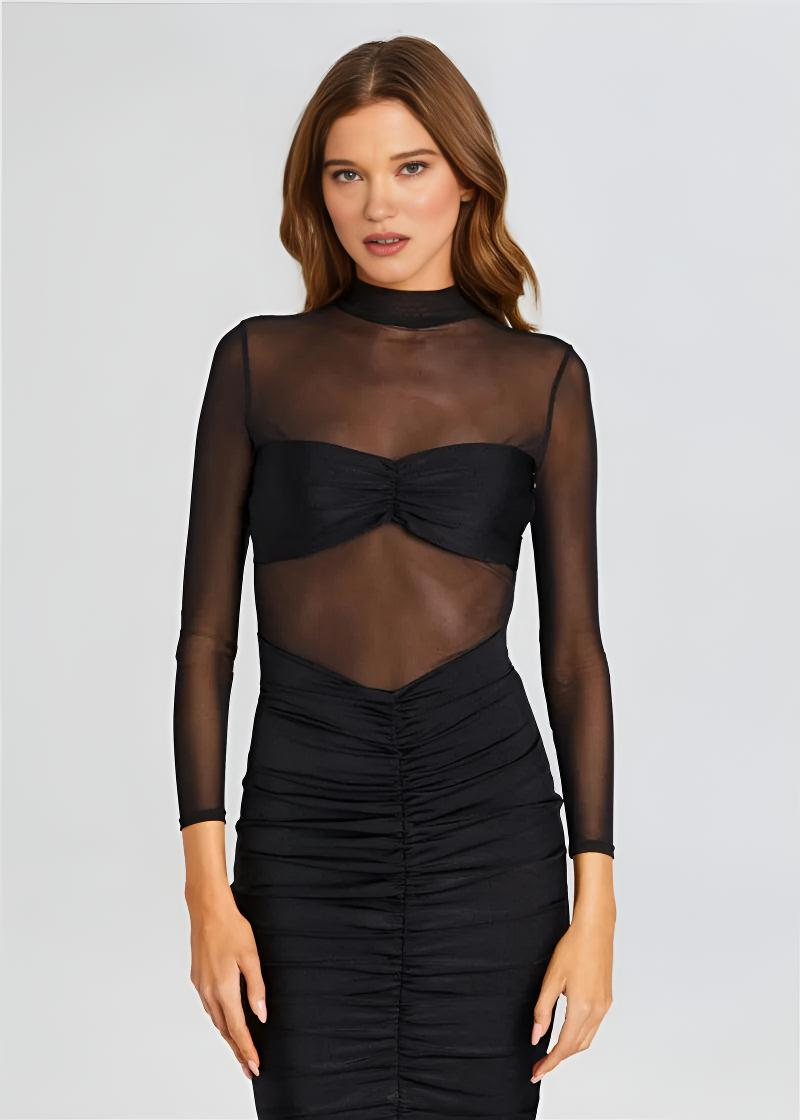 Vitré Lacceti Women's Sheer Mesh Bodycon Midi Dress