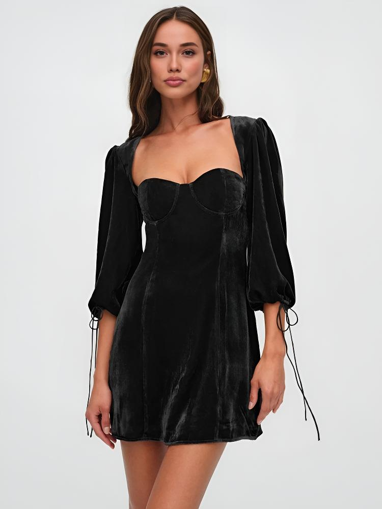 Pisa Festa Puff Sleeve Velvet Dress